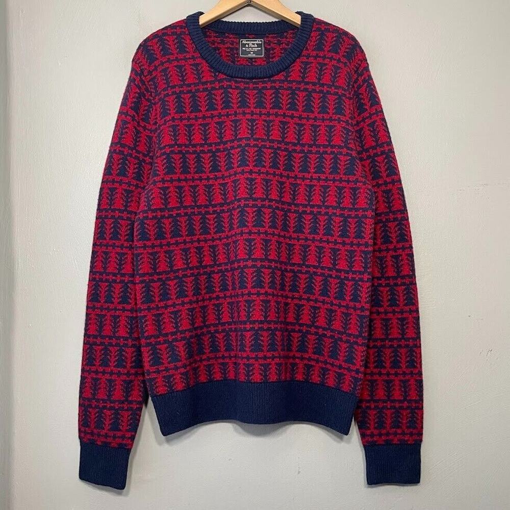 Vintage Abercrombie & Fitch Mens Size Medium Red Wool Sweater Heritage Academia